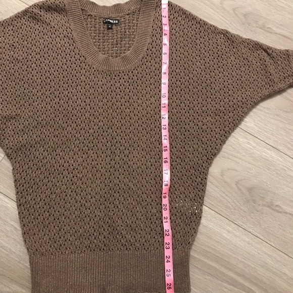 Express Brown/Gold Sparkly Oversized Knit Shirt - Picture 4 of 4